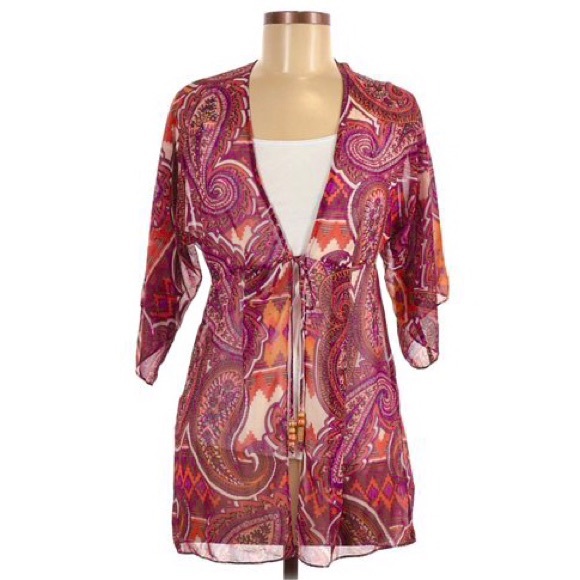 CABi Paisley Print Kimono Top SZ Medium - Picture 3 of 11